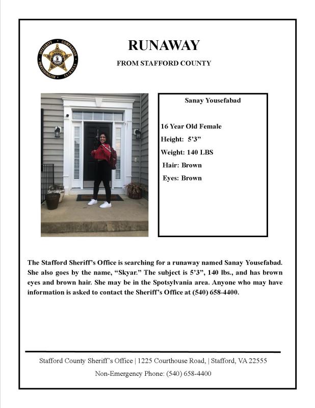 Runaway - Stafford County Sheriffs Office